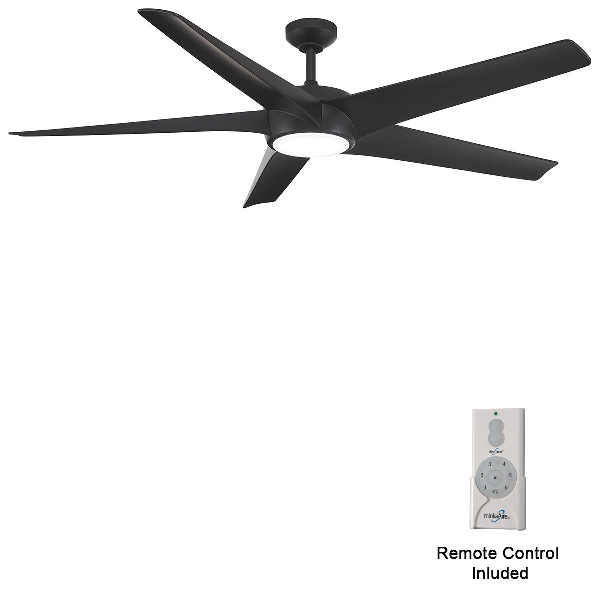 65" Minka Aire Skymaster Coal LED Indoor Ceiling Fan with Remote in scene