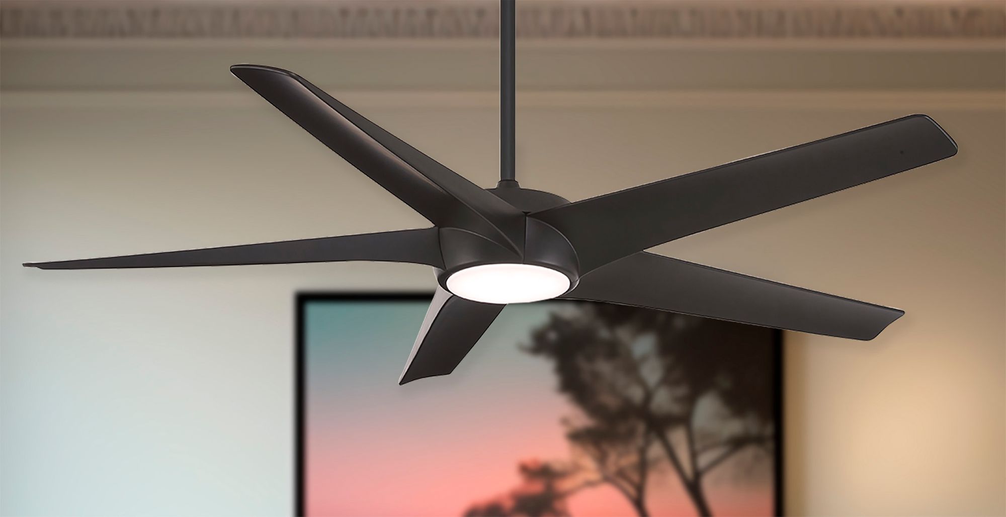 65" Minka Aire Skymaster Coal LED Indoor Ceiling Fan with Remote in scene