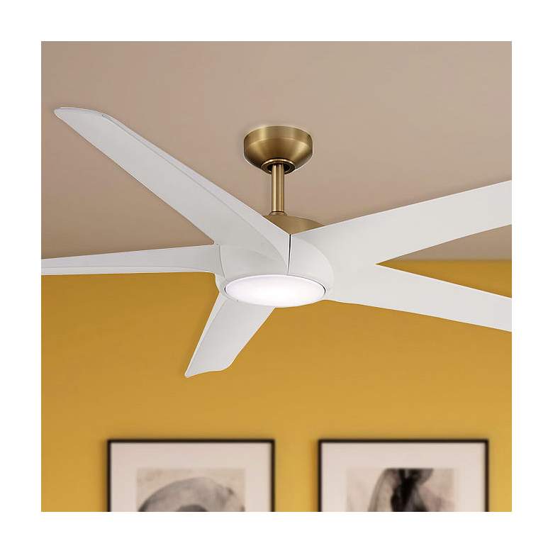 Image 1 65" Minka Aire Skymaster Soft Brass LED Indoor Ceiling Fan with Remote
