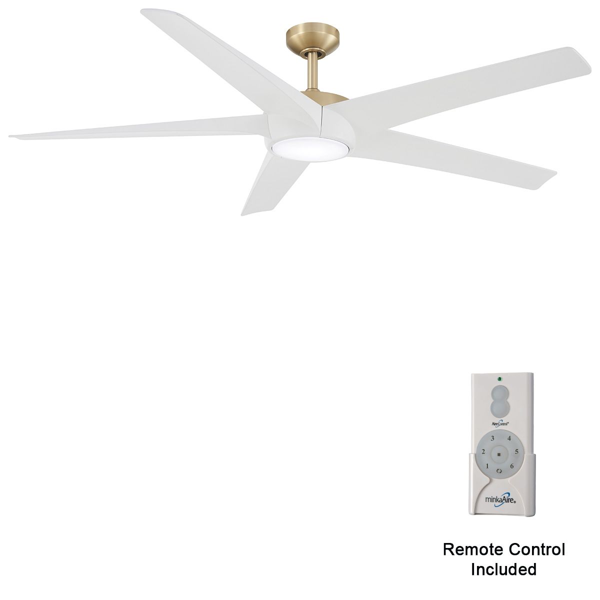 65" Minka Aire Skymaster Soft Brass LED Indoor Ceiling Fan with Remote