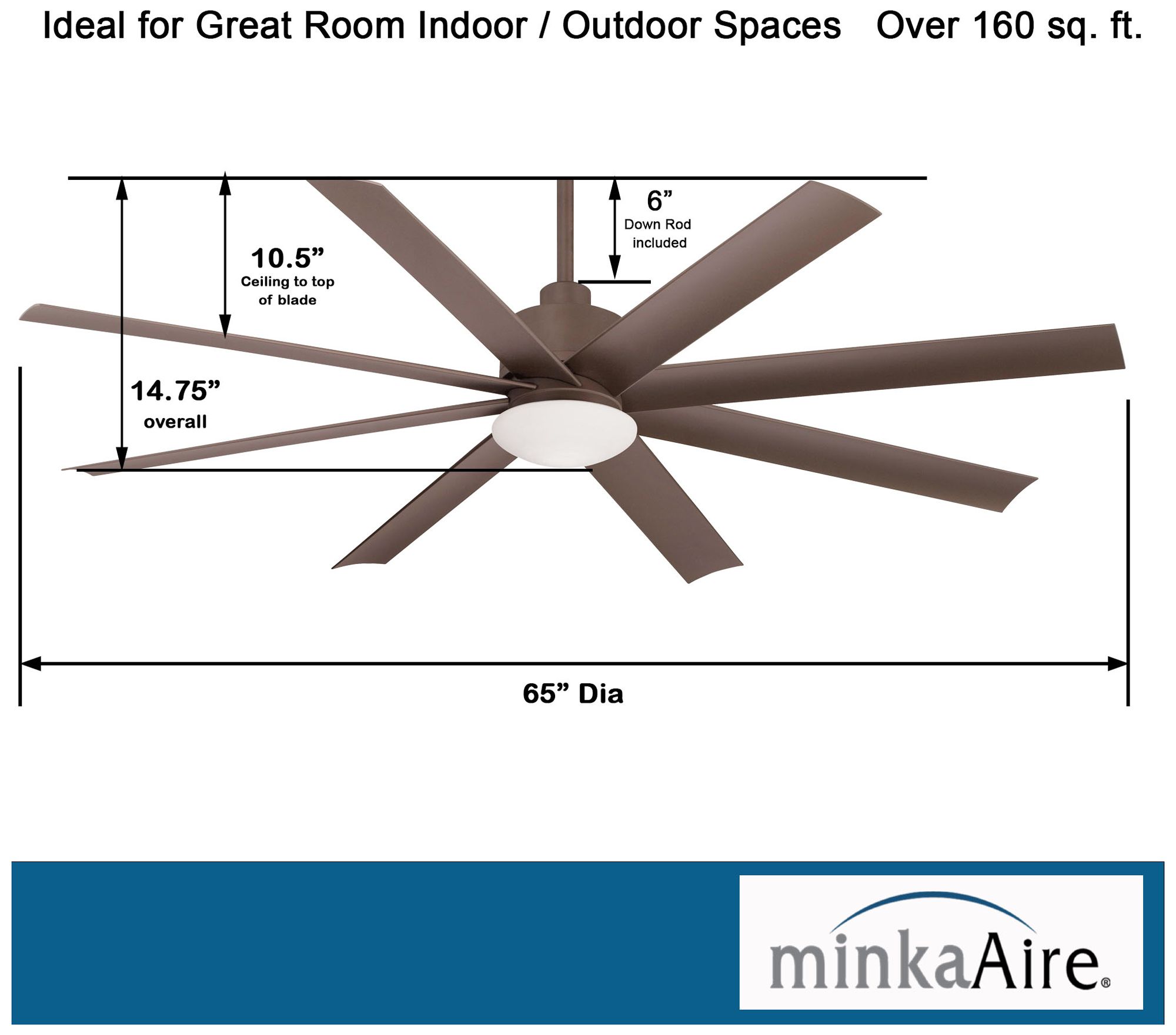 65" Minka Aire Slipstream Bronze LED Large Outdoor Fan with Remote