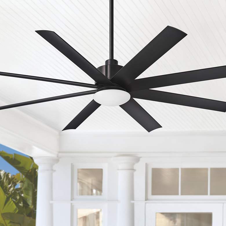 65&quot; Minka Aire Slipstream Coal Black Outdoor LED Fan with Remote