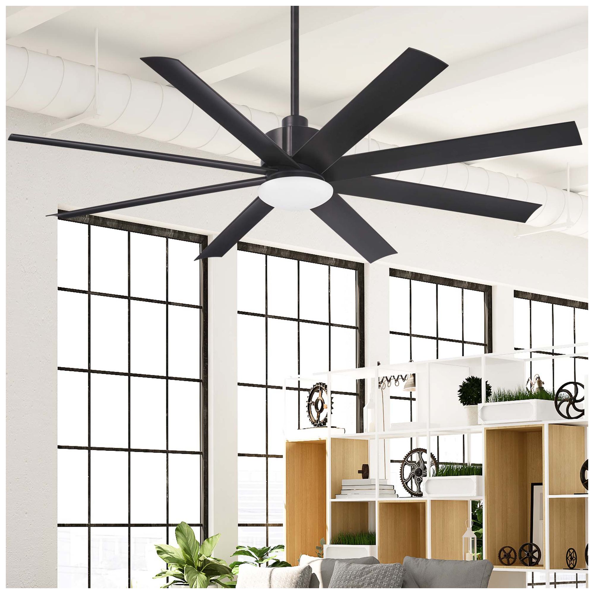 65" Minka Aire Slipstream Coal Black Wet Location LED Fan with Remote