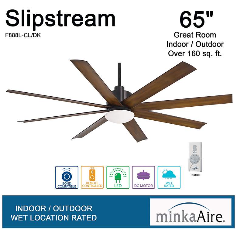 Image 6 65" Minka Aire Slipstream Coal Wet Rated Large Ceiling Fan with Remote more views