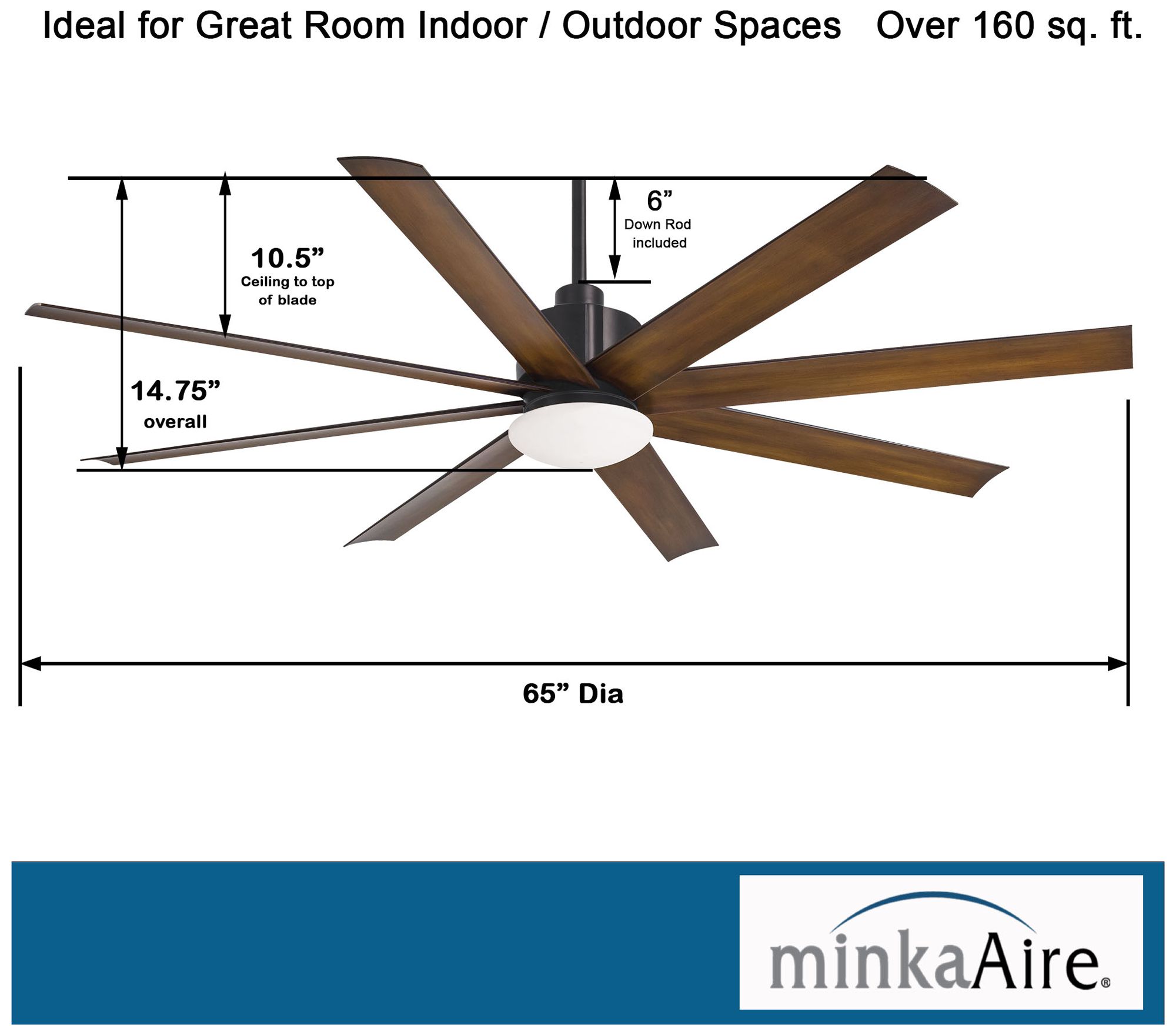 65" Minka Aire Slipstream Coal Wet Rated Large Ceiling Fan with Remote