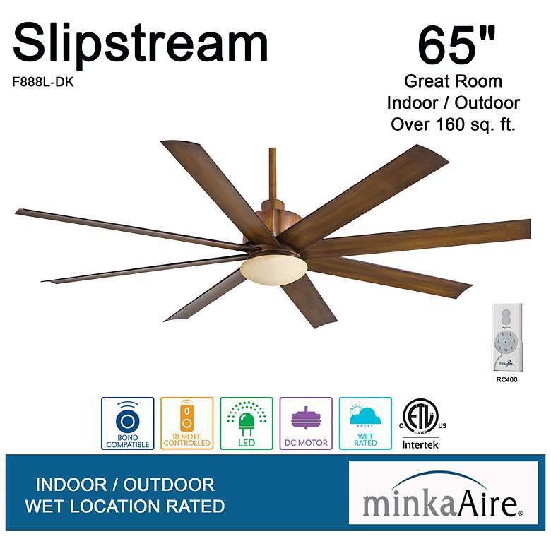 Image 6 65" Minka Aire Slipstream Koa Brown Wet Rated Ceiling Fan with Remote more views