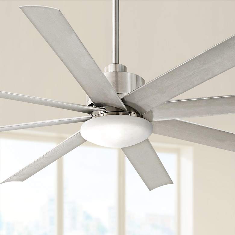 Image 1 65" Minka Aire Slipstream Nickel Outdoor LED Ceiling Fan with Remote