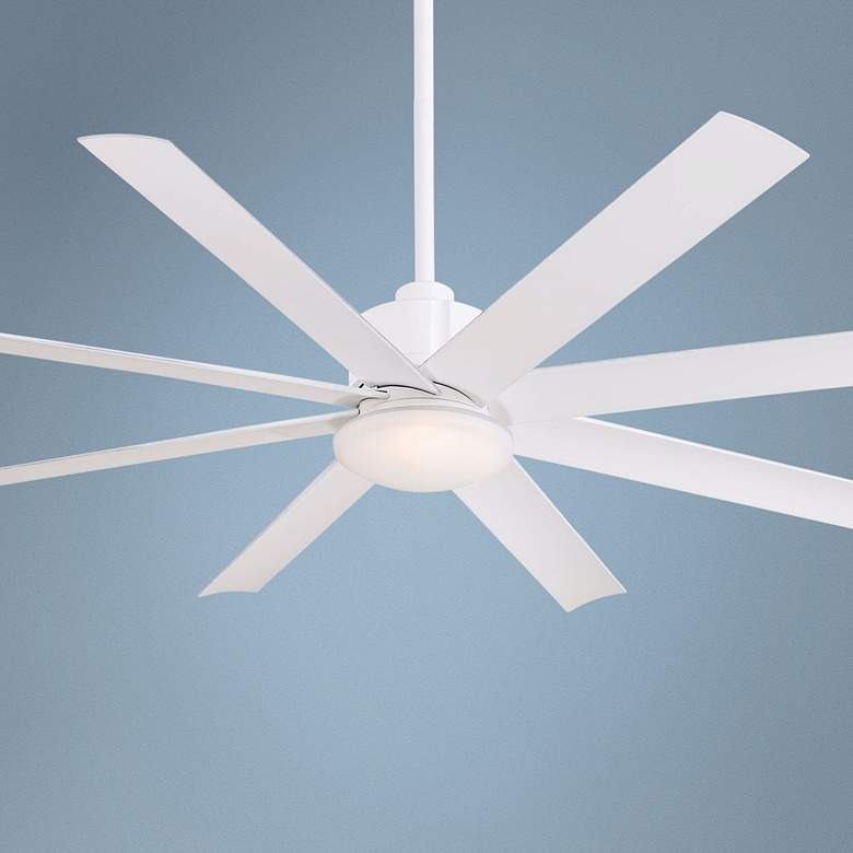 Image 1 65" Minka Aire Slipstream White Outdoor LED Ceiling Fan with Remote