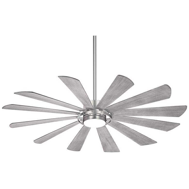 Image 2 65" Minka Aire Windmolen Brushed Steel LED Wet Rated Smart Ceiling Fan