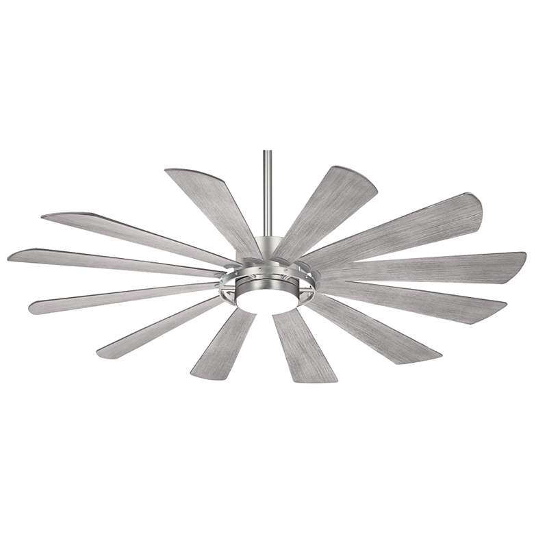 Image 2 65 inch Minka Aire Windmolen Brushed Steel LED Wet Rated Smart Ceiling Fan