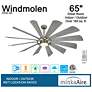 65" Minka Aire Windmolen Brushed Steel LED Wet Rated Smart Ceiling Fan
