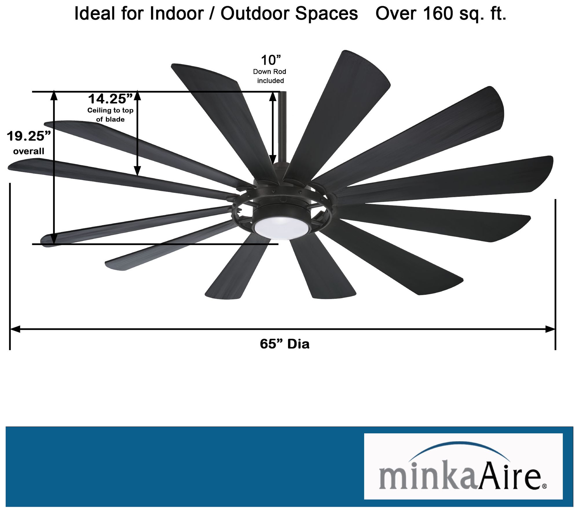 65" Minka Aire Windmolen Textured Coal LED Wet Rated Smart Ceiling Fan