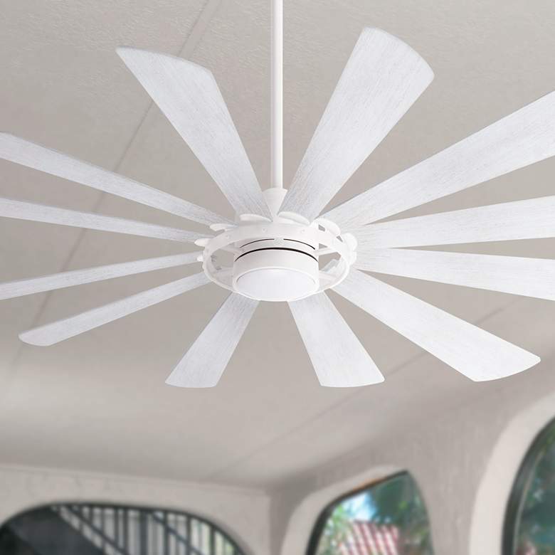 Image 1 65 inch Minka Aire Windmolen White LED Wet Smart Ceiling Fan with Remote