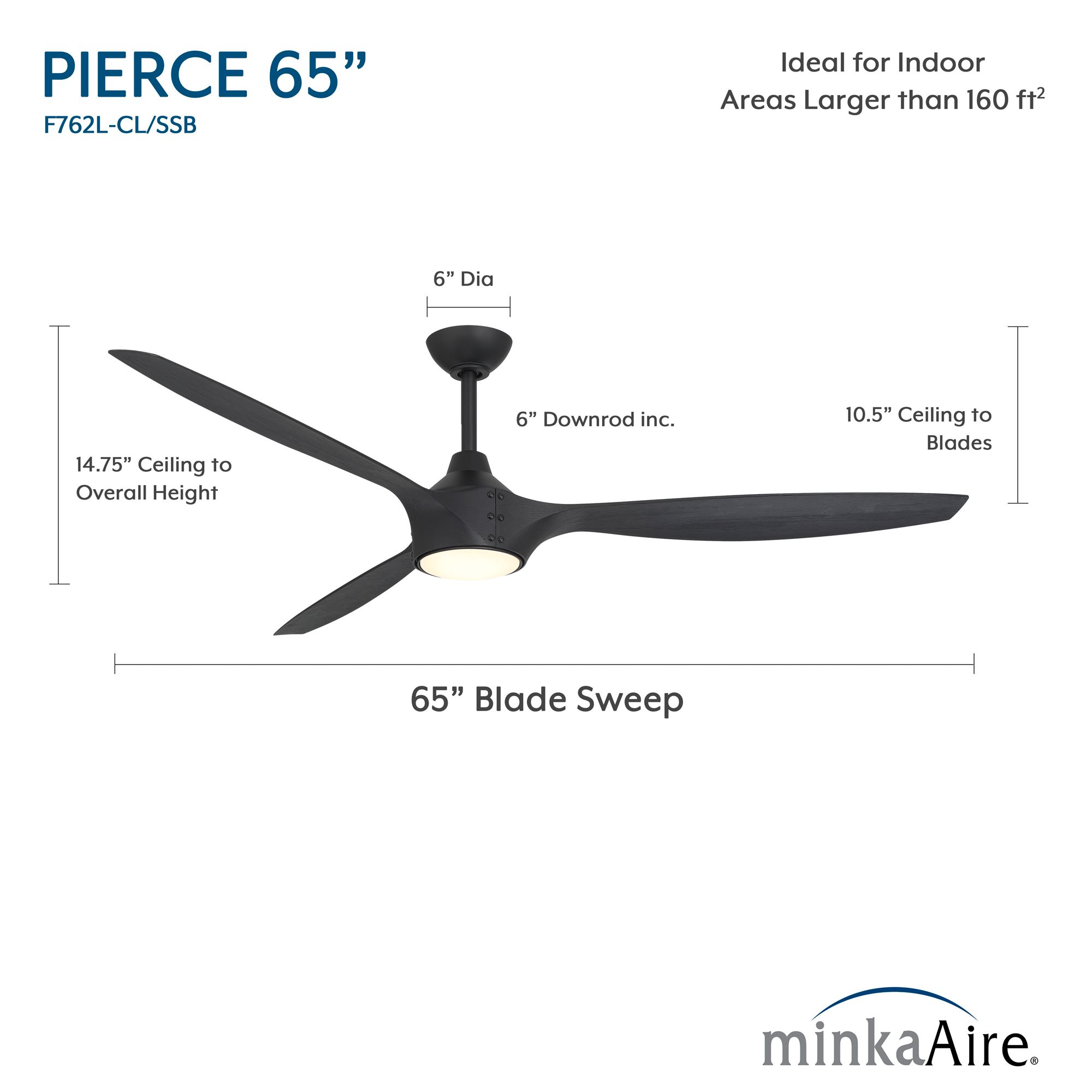 65" Minka Aire Xtreme Coal Black LED Smart Ceiling Fan