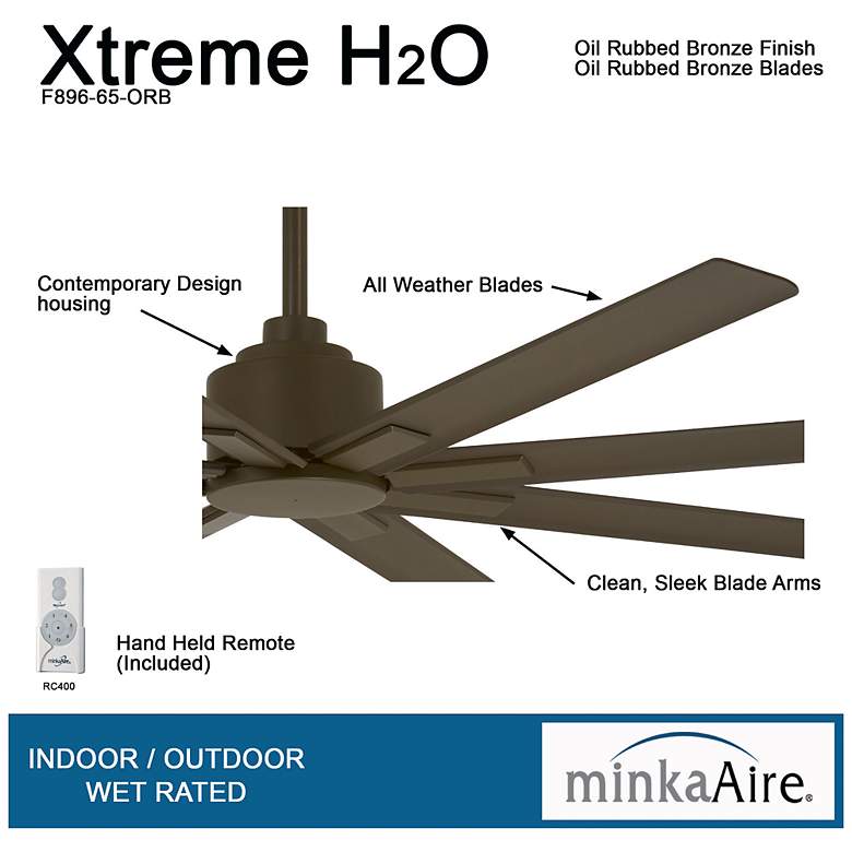 Image 6 65" Minka Aire Xtreme H2O Bronze Wet Rated Large Fan with Remote more views