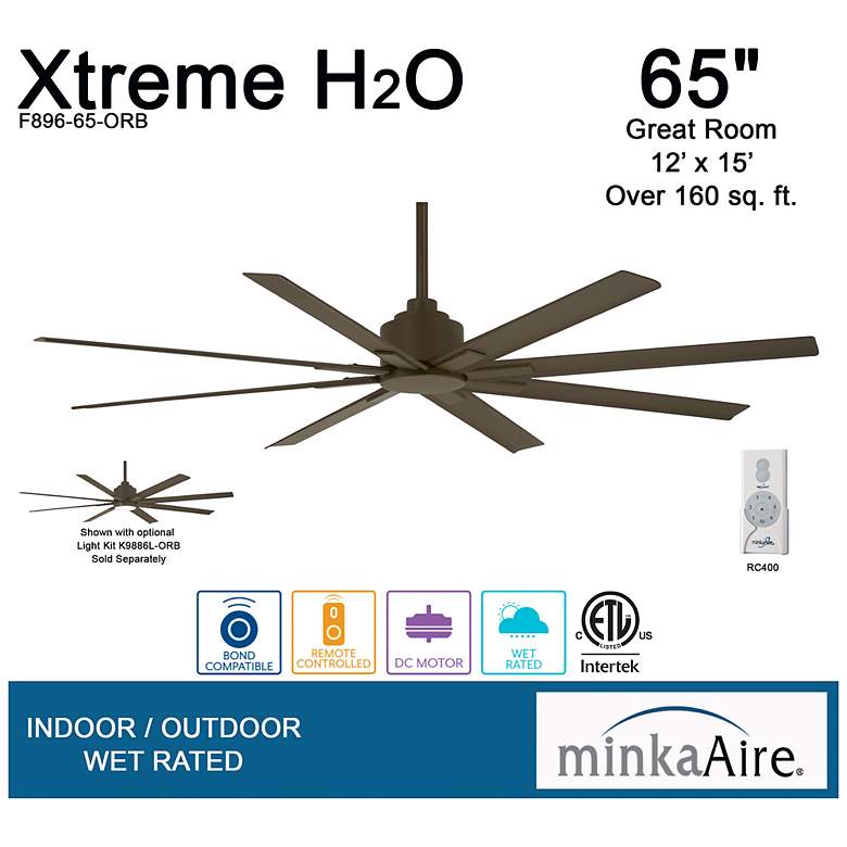 Image 7 65" Minka Aire Xtreme H2O Bronze Wet Rated Large Fan with Remote more views