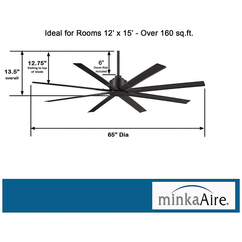 Image 7 65" Minka Aire Xtreme H2O Coal Black Wet Rated Ceiling Fan with Remote more views