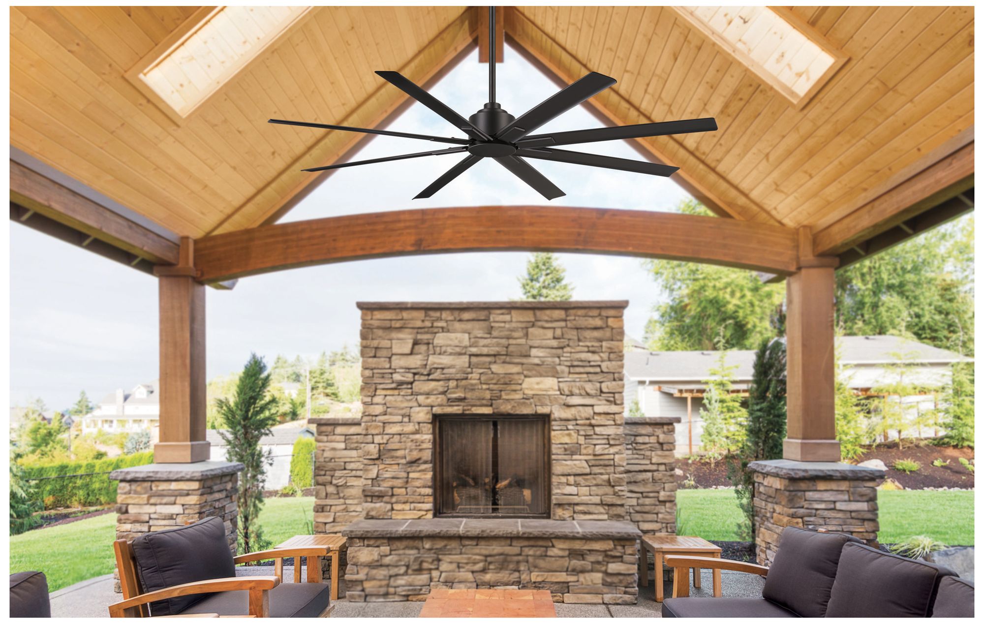 65" Minka Aire Xtreme H2O Coal Black Wet Rated Ceiling Fan with Remote