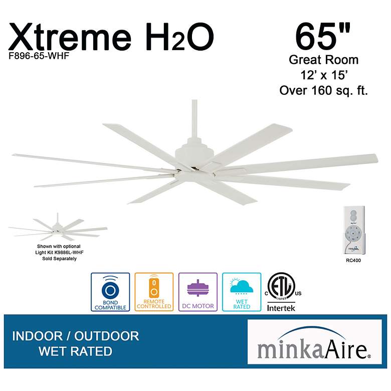 Image 7 65" Minka Aire Xtreme H2O Flat White Wet Ceiling Fan with Remote more views