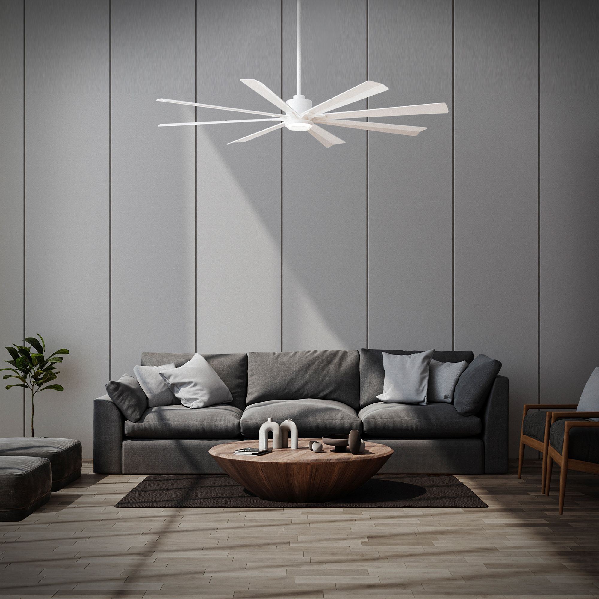 65" Modern Forms Size Matters White Outdoor LED Smart Ceiling Fan