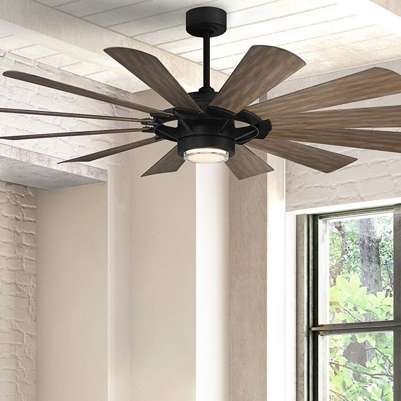 Image 2 65" Modern Forms Wyndmill Black Barnwood 2700K LED Smart Ceiling Fan