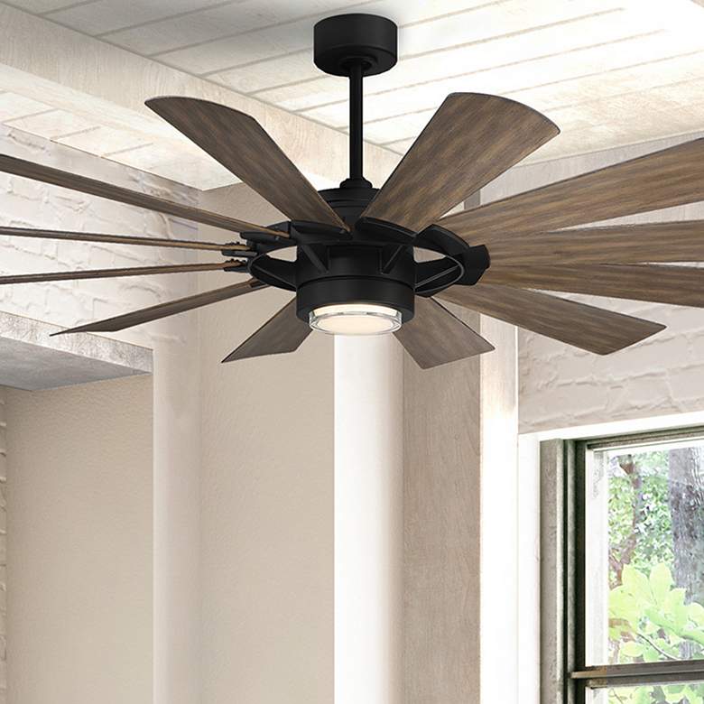 Image 2 65" Modern Forms Wyndmill Black Barnwood 2700K LED Smart Ceiling Fan