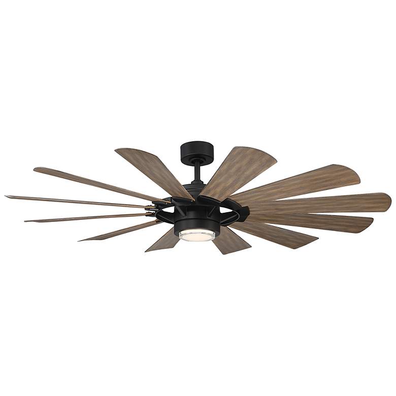 Image 3 65" Modern Forms Wyndmill Black Barnwood 3000K LED Smart Ceiling Fan