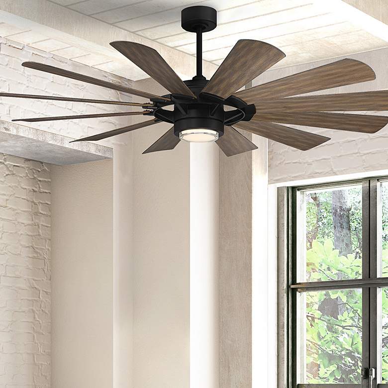 Image 2 65 inch Modern Forms Wyndmill Black Barnwood 3000K LED Smart Ceiling Fan