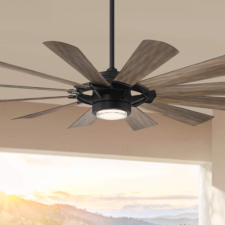 Image 2 65" Modern Forms Wyndmill Black Barnwood 3500K LED Smart Ceiling Fan