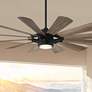 65" Modern Forms Wyndmill Black Barnwood 3500K LED Smart Ceiling Fan in scene