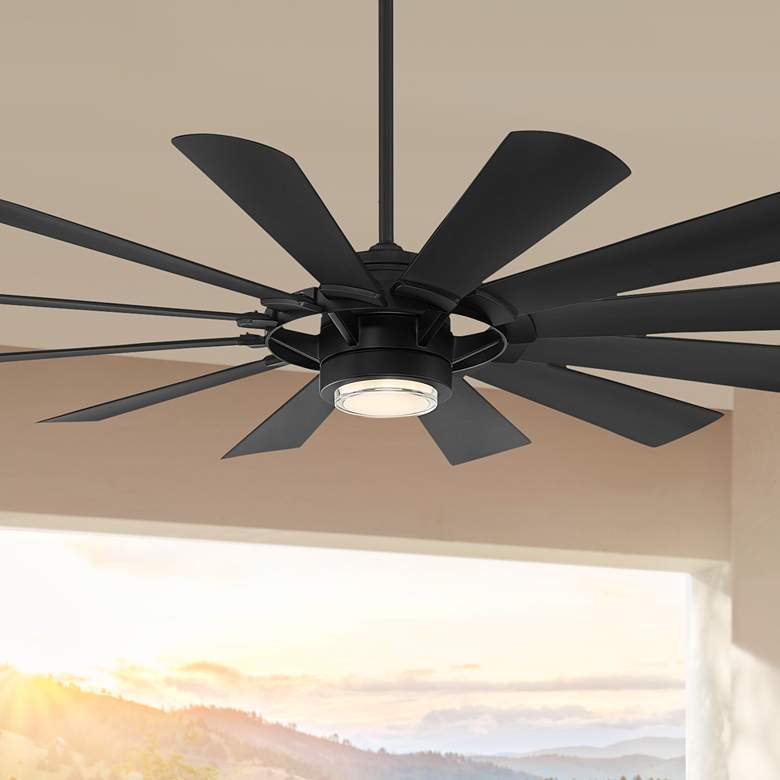 Image 1 65" Modern Forms Wyndmill Matte Black 3000K LED Smart Ceiling Fan