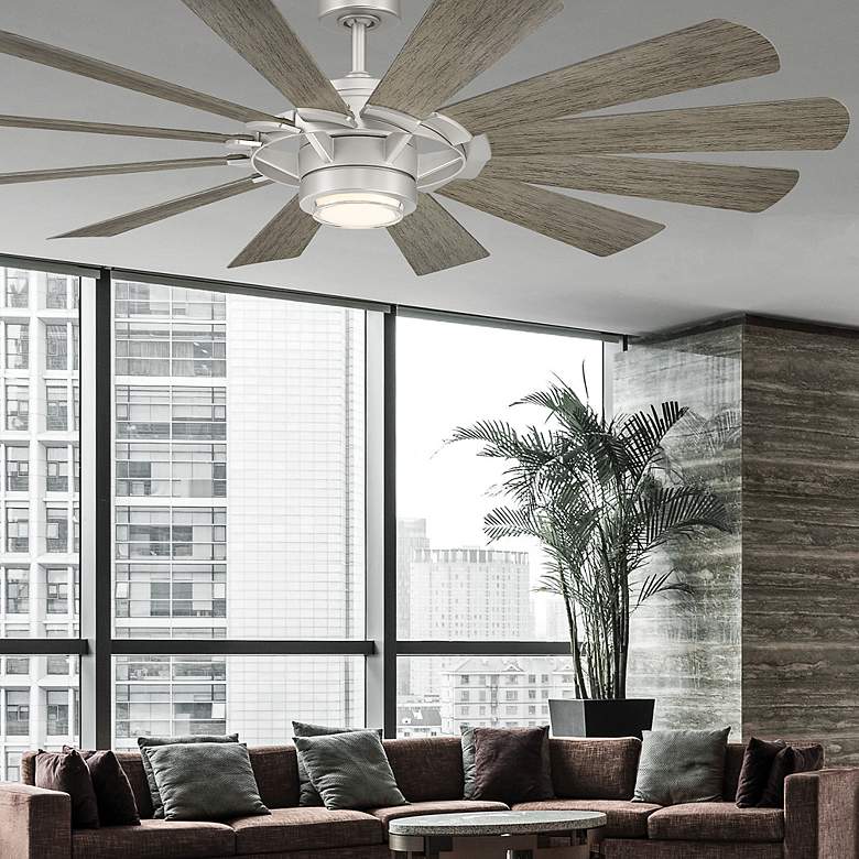 Image 2 65" Modern Forms Wyndmill Steel 3000K Wet Rated LED Smart Ceiling Fan