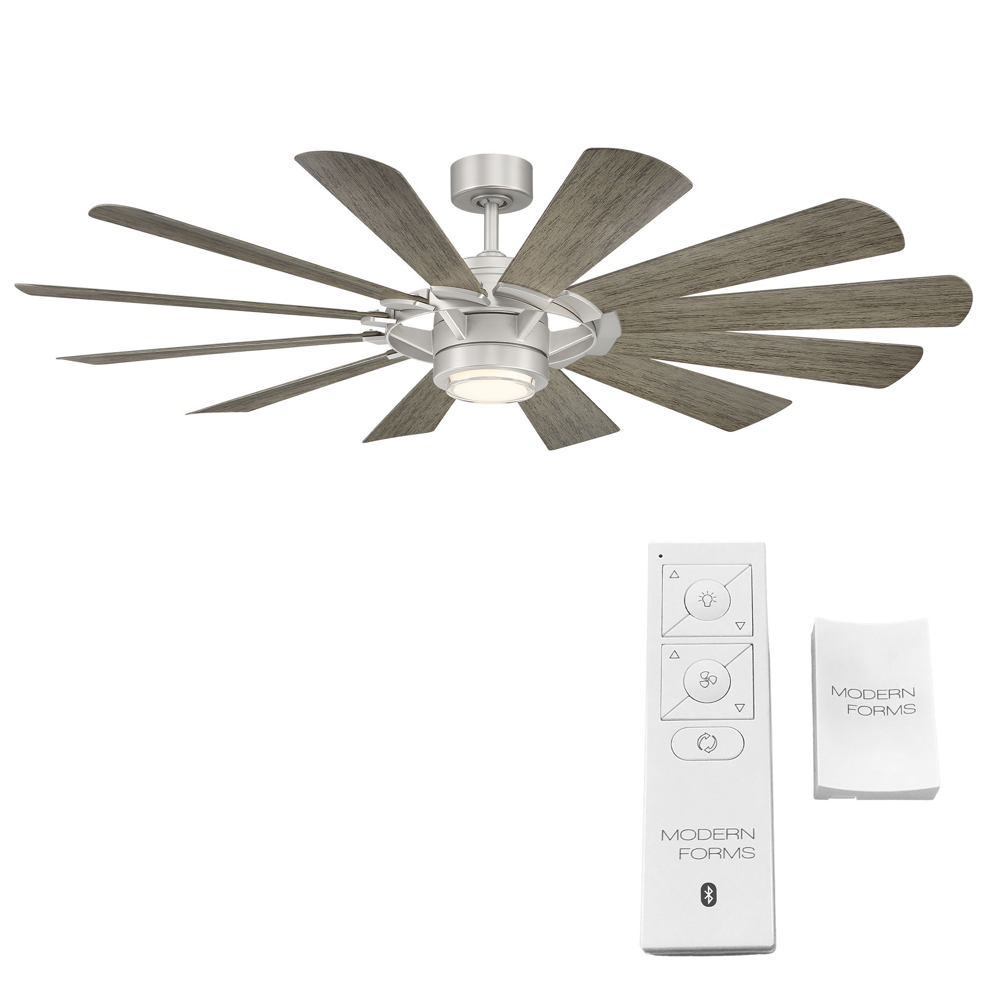65" Modern Forms Wyndmill Steel 3500K LED Smart Ceiling Fan in scene