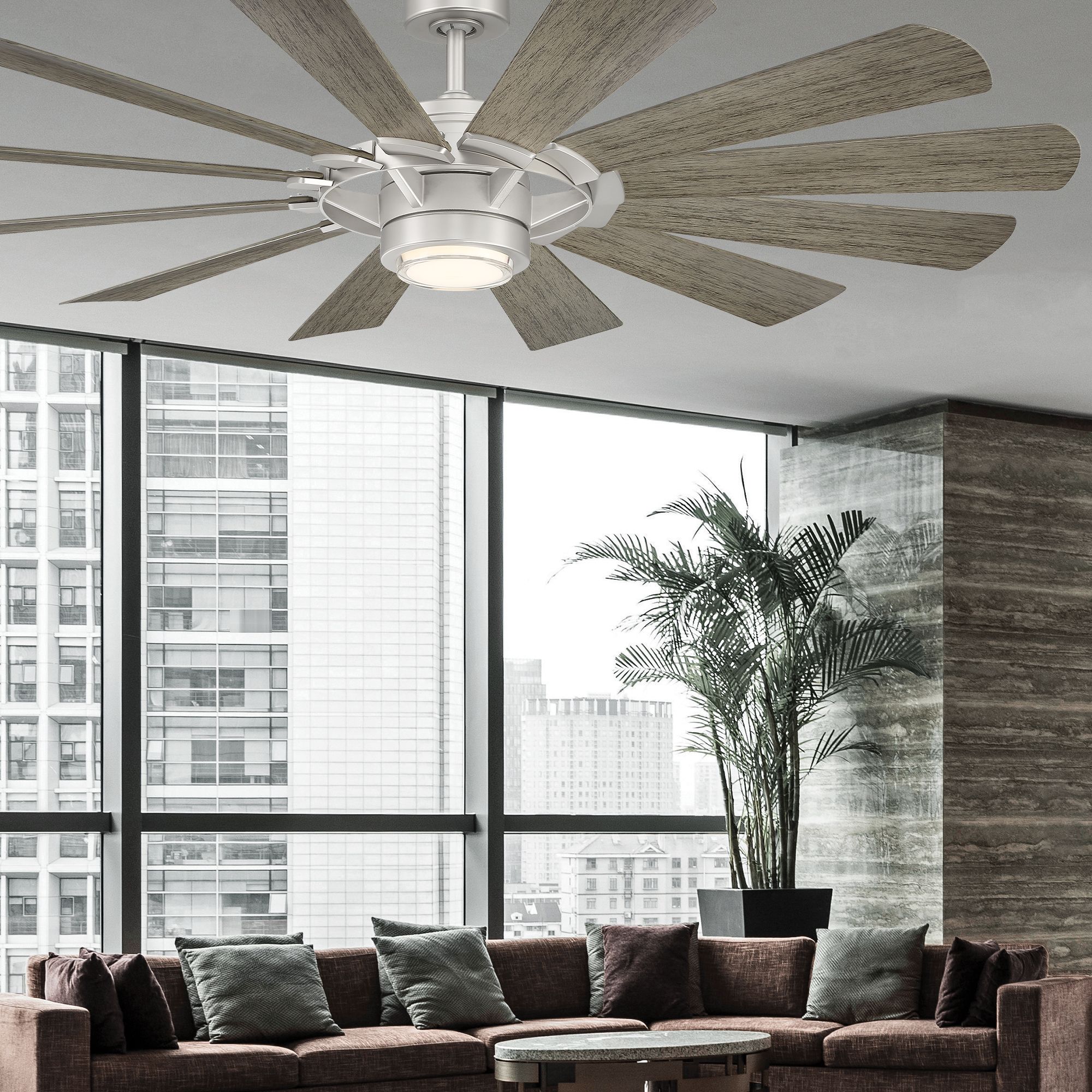Image 6 65" Modern Forms Wyndmill Steel LED Smart Indoor/Outdoor Ceiling Fan more views