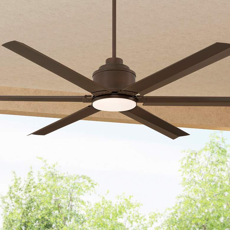 Image 1 65 inch Ultra Breeze Bronze LED Wet Ceiling Fan with Remote