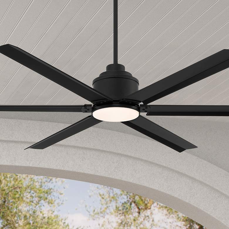 Image 1 65" Ultra Breeze Matte Black LED Wet Rated Ceiling Fan with Remote