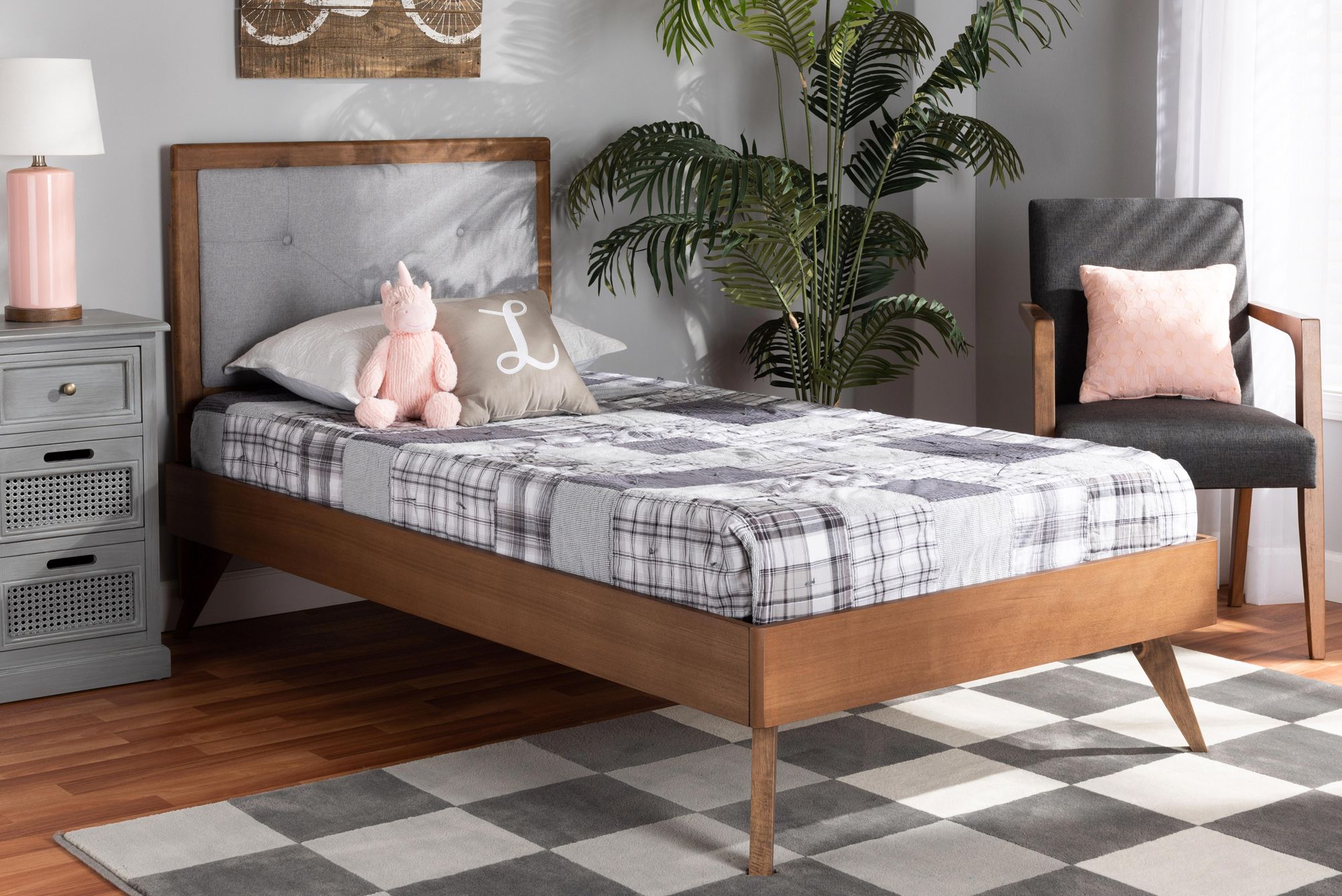 Baxton Studio Laima Light Gray Fabric Twin Size Platform Bed