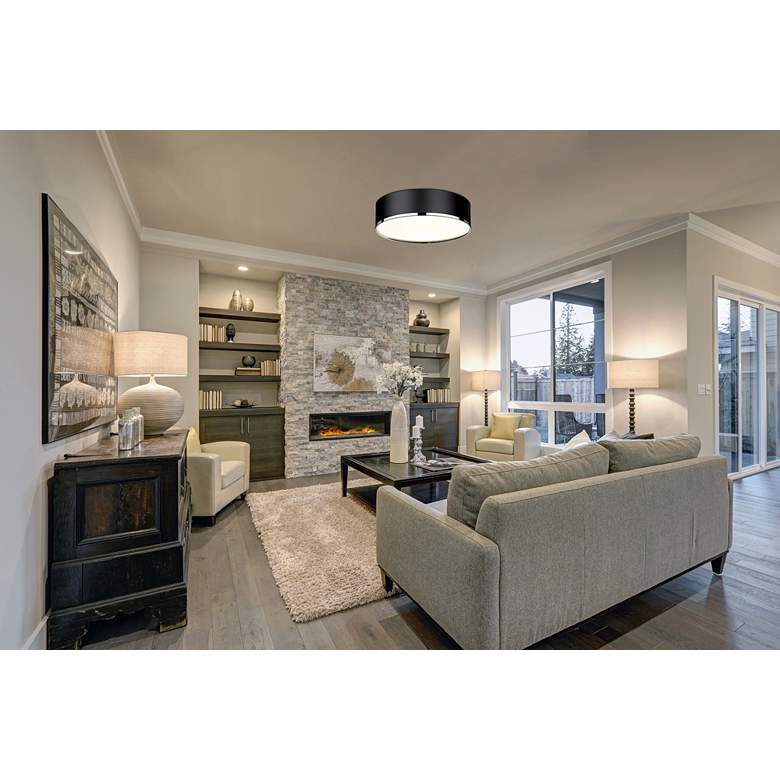 Image 1 Z-Lite Arlo 20 1/4" Wide Matte Black 4-Light Drum Ceiling Light in scene