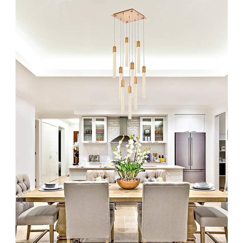 Image 1 Weston 20" Wide Satin Gold Crystal LED Multi-Light Pendant in scene