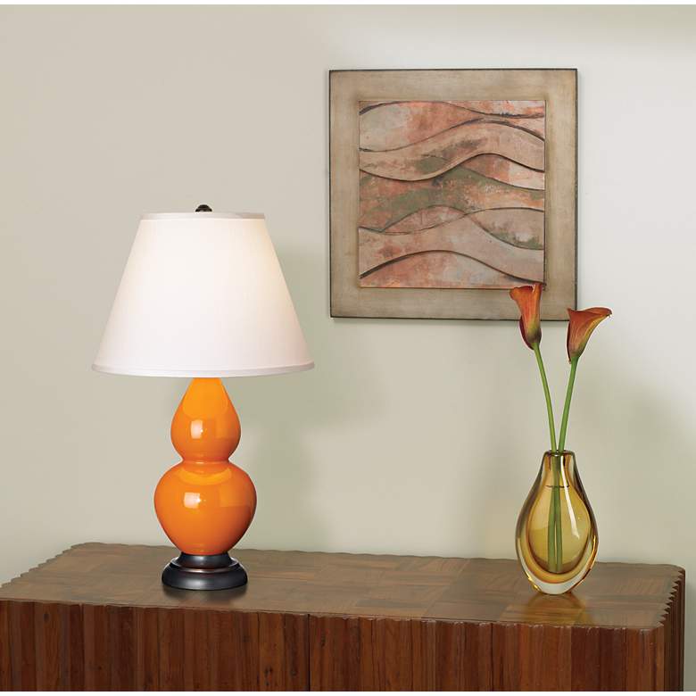 Image 1 Robert Abbey 22 3/4" Bronze and Pumpkin Orange Ceramic Table Lamp in scene