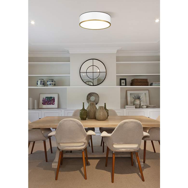 Image 1 Arlo by Z-Lite Matte White + Rubbed Brass 4 Light Flush Mount in scene