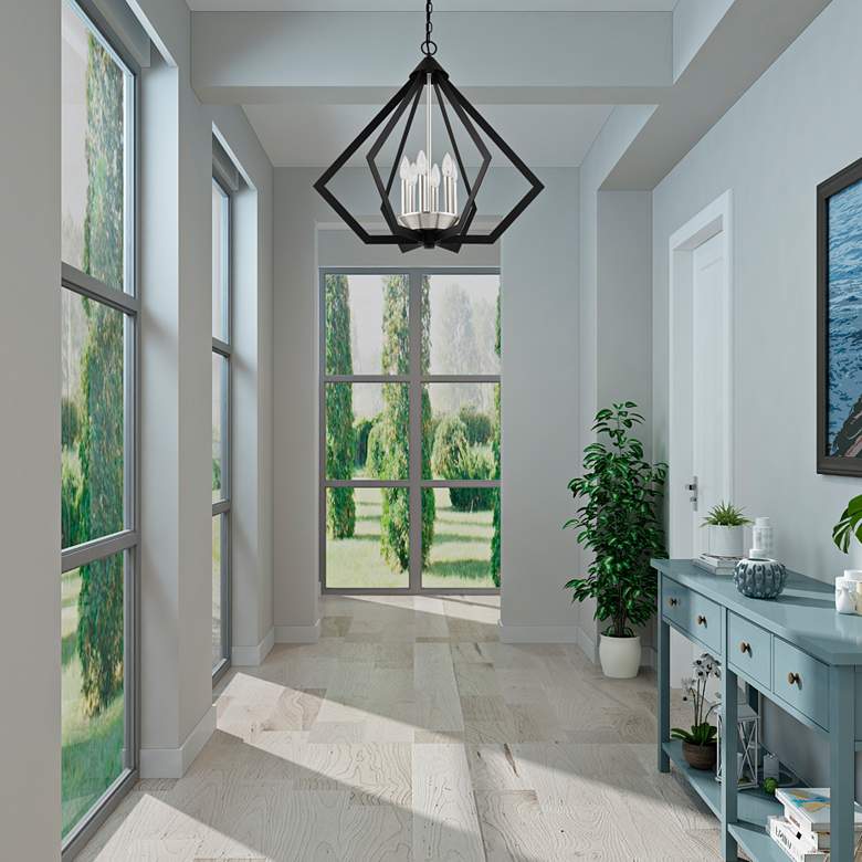 Image 1 Prism 26" Wide Black and Brushed Nickel 6-Light Chandelier in scene