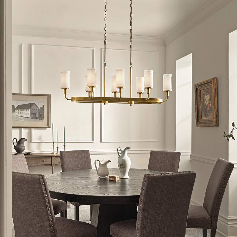 Image 1 Kichler Vetivene 46 1/2" Wide Natural Brass 8-Light Linear Chandelier in scene