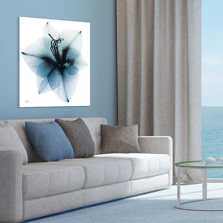 Image 1 Glacial Amaryllis 38" Square Tempered Glass Graphic Wall Art in scene