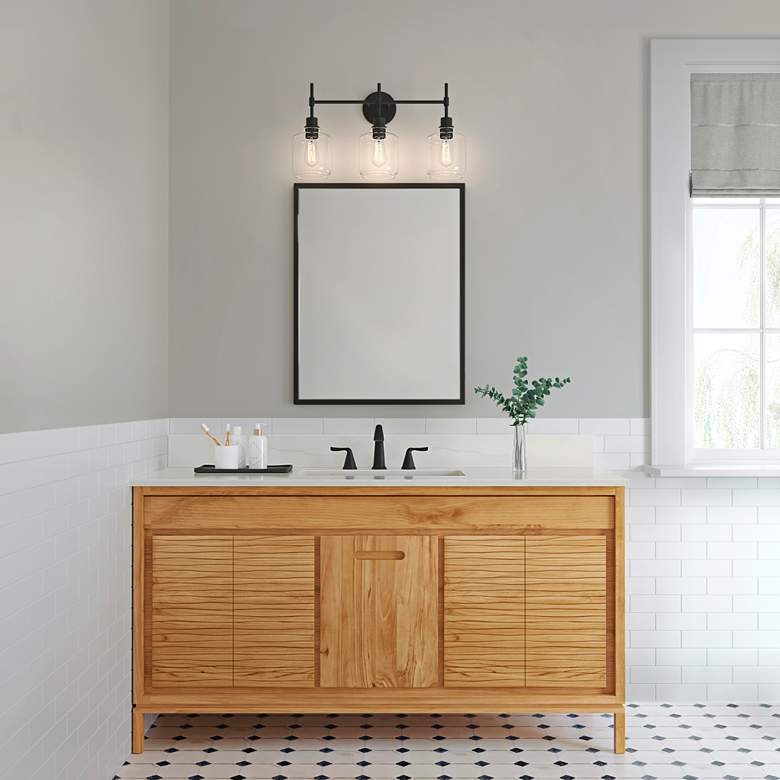 Image 1 Asheville 25" Wide Matte Black 3-Light Bath Light in scene