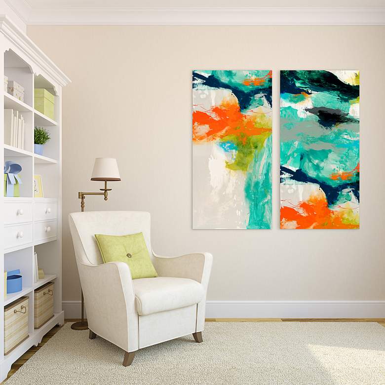 Image 1 Tidal Abstract 48" Wide 2-Piece Glass Graphic Wall Art Set in scene
