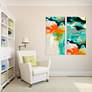 Tidal Abstract 48" Wide 2-Piece Glass Graphic Wall Art Set in scene