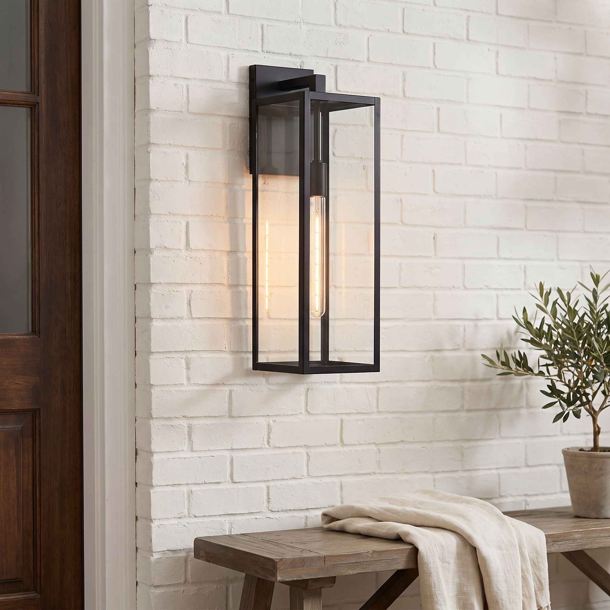 Image 1 Franklin Iron Works Titan 27" High Mystic Black Outdoor Wall Light in scene