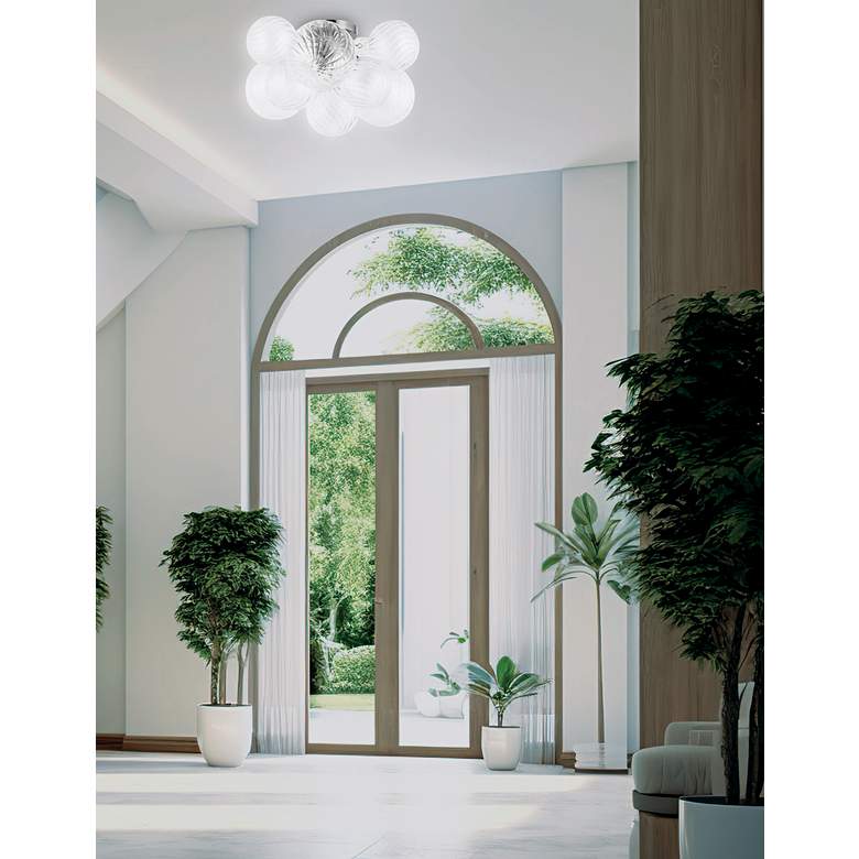 Image 1 Charlize 14.5"W 3 Light Chrome Flush Mount w/ Clear Spiral Glass in scene