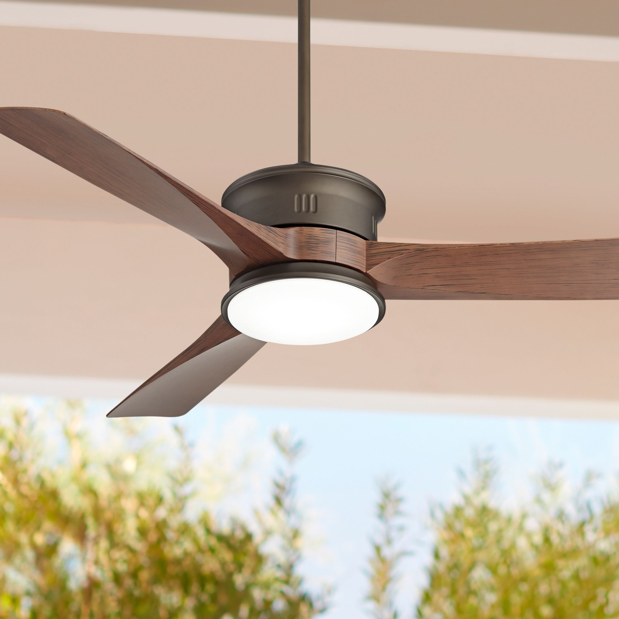 54" Casa Vieja Key West Bronze Wet Outdoor LED Ceiling Fan with Remote in scene